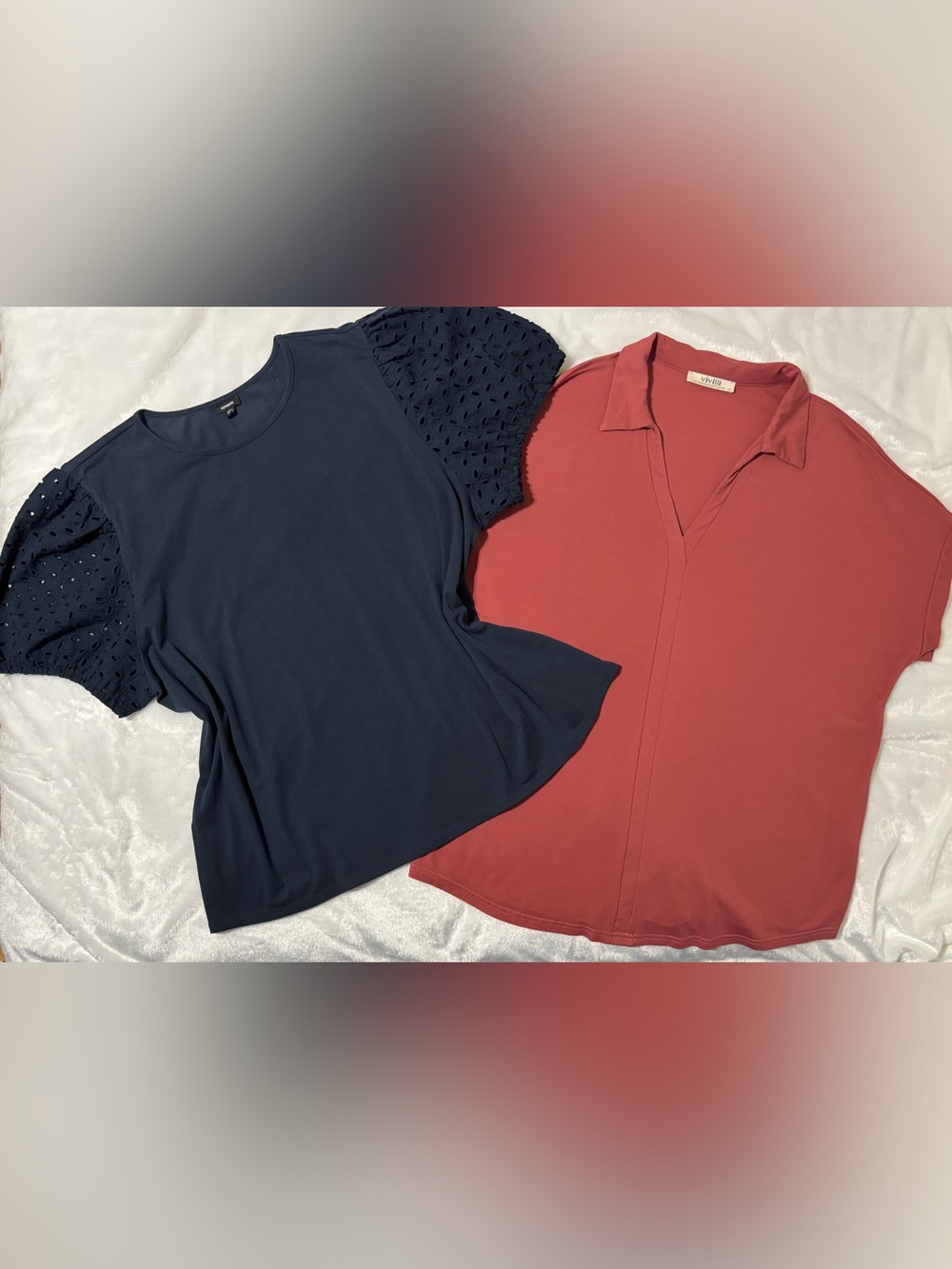 Women’s | Bundle of 2 Tops | Express navy eyelet s/s & Vivilli rust s/s